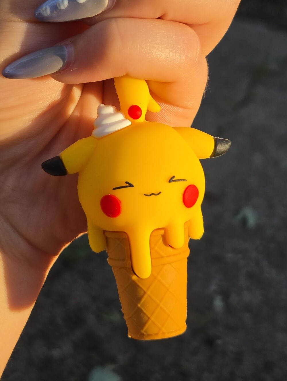 Yellow Pikachu Ice Cream Keychain Charm - Kids Accessories